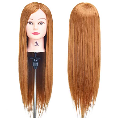 Cabeza de Maniquí, SIGHTLING 26" 50% Cabello Humano Real Practicas Formación Muñeca de la Cosmetología práctica maniquí para Peluquería con Soporte + Accesorios de Peinado DIY