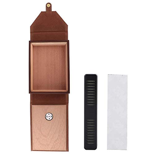 Caja de cigarros Humidor de Madera Caja de cigarros portátil de Cuero de Cedro Contenedor de Almacenamiento(Brown)