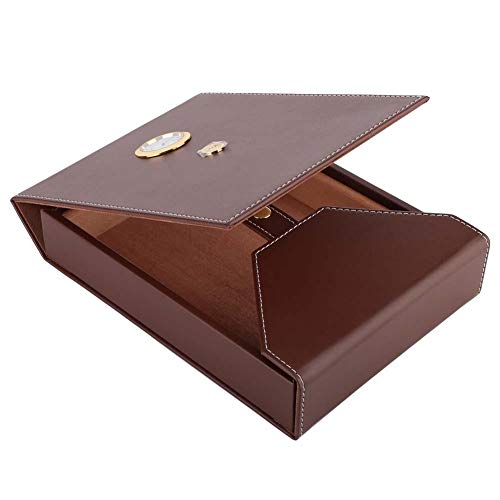 Caja de cigarros Humidor de Madera Caja de cigarros portátil de Cuero de Cedro Contenedor de Almacenamiento(Brown)