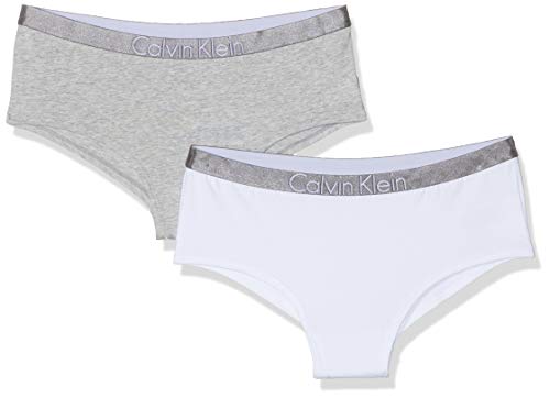 Calvin Klein 2 Pack Shorty Braguita, Gris (1 Grey Heather/1 White 033), Talla única (Talla del Fabricante: 10-12) para Niñas