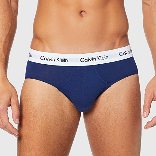 Calvin Klein Cotton Stretch-3er Tanga de hilo, Multicolor (I03 White, Red Ginger, Pyro Blue), X-Large (Pack de 3) para Hombre
