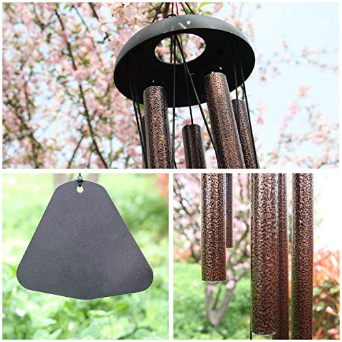 campanillas de viento para exteriores, grandes, tono profundo, 36 pulgadas de largo, campanillas de jardín Amazing Grace con 5 tubos de metal, gran campana musical para jardín