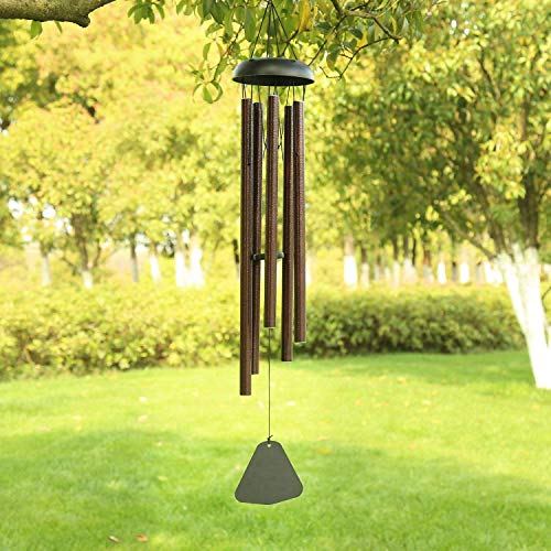 campanillas de viento para exteriores, grandes, tono profundo, 36 pulgadas de largo, campanillas de jardín Amazing Grace con 5 tubos de metal, gran campana musical para jardín