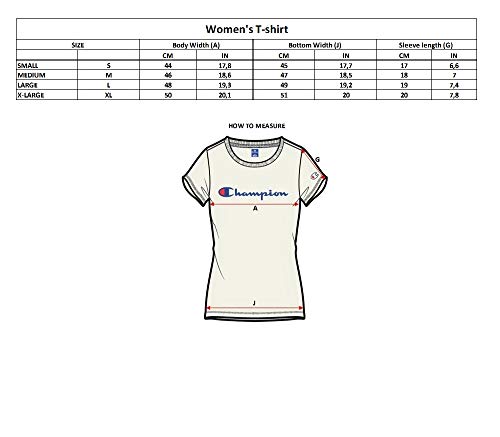 Champion Camiseta Classic Logo, Blanco, S para Mujer