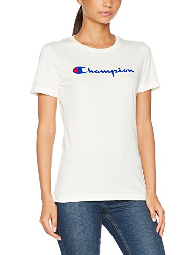 Champion Camiseta Classic Logo, Blanco, S para Mujer