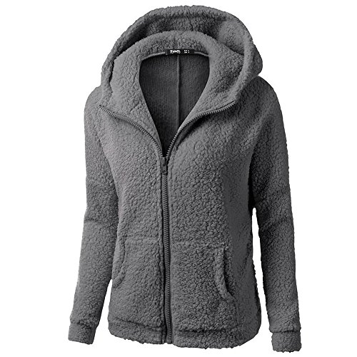 Chaqueta Mujeres de Invierno de Lana Cálida Cremallera Abrigo con Capucha Casual Suéter Abrigo de Algodón Outwear Hoodie riou