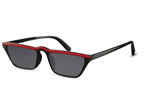 Cheapass Gafas de Sol Wide Cat Eye Montura Negra con Red Bar y Lentes Oscuras protección UV400 Mujer