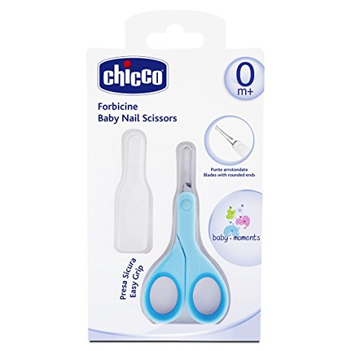 Chicco - Tijeras de bebé con borde de seguridad, color azul