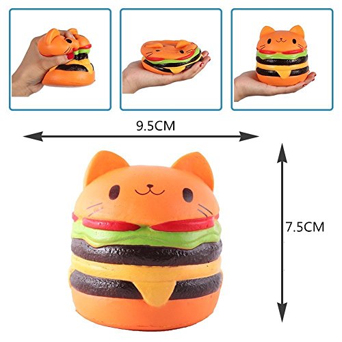 Chickwin Squishys Kawaii, Juguetes de Compresión Blanda Exprimir Alivio de Estrés Caricatura Cute Perfumado Lento Aumento de Juguete Accesorios Adornos (Popcorn + Burger Cat + Copa de Paja)