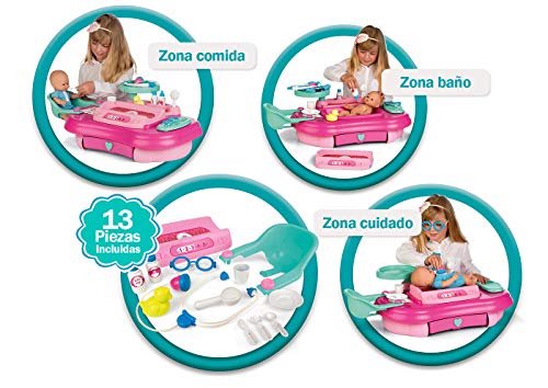 Chicos - Nursery Center de juguete, Completo Set con 3 Espacios para Cuidar a tu Bebé con 13 Accesorios Incluidos, a Partir de 3 Años, Multicolor, Medidas: 57 x 29 x 79 cm (87458)