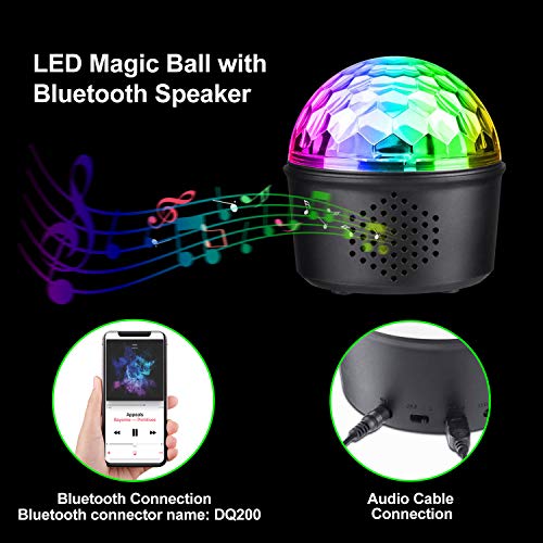 CHOELF Luces Discoteca, Bola Discoteca con Altavoz Bluetooth y Cable USB, LED Giratoria Luz de Fiesta 9 Colores RGB Lámpara de Noche con Mando a Distancia, Iluminacion para Cumpleaños Bodas Navidad