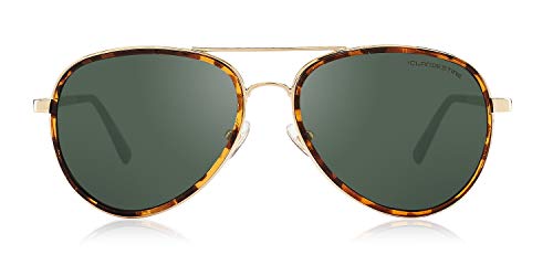 CLANDESTINE A15 Gold Habana Dark Green - Gafas de sol Nylon HD Hombre & Mujer