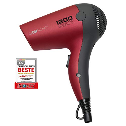 Clatronic HT 3428 - Secador de pelo de viaje, color rojo metálico