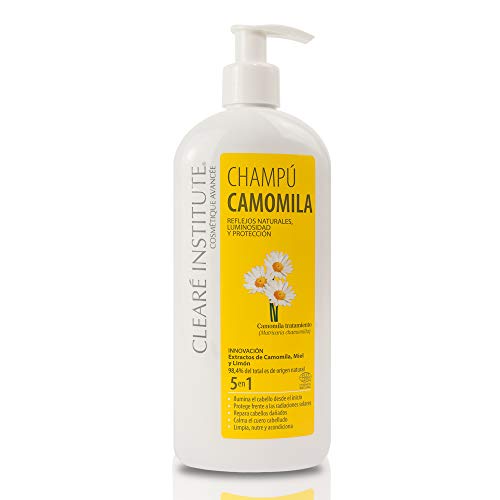 Clearé Institute Champú Camomila - Limpia, Nutre y Acondiciona | Reflejos Dorados y Luminosidad | 98% Ingre. Naturales | Sin Parabenos, Siliconas ni Sulfatos SLES, SLS | Para Toda la Familia - 400ml