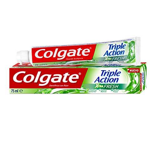 Colgate Triple Acción Extra Fresh, Pasta de Dientes, blanqueador y frescor - 1 ud x 75 ml