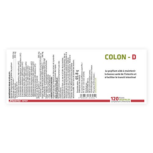 COLON-D * 450 mg / 120 cápsulas * Antioxidantes, Digestión (estreñimiento), Inmunitario * Garantía de satisfacción o reembolso * Fabricado en Francia