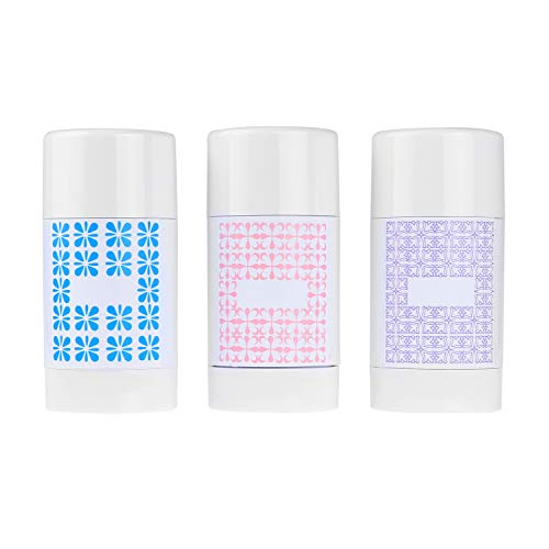 Contenedores de Desodorante Vacíos con Tapa Kare & Kind (Paquete de 4) - 75ml - Llenado Desde Arriba con Mecanismo de Giro - 10 Etiquetas - Tubos de Cosméticos Rellenables para Bálsamo Labial, Fragan