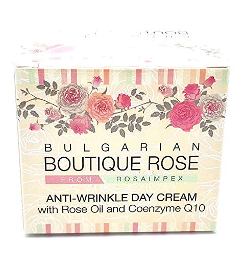 Crema Antiarrugas de Día con Coenzima Q10 y Aceite Natural de Rosa de Boutique Rose, Sin Parabenos, Sin Conservantes