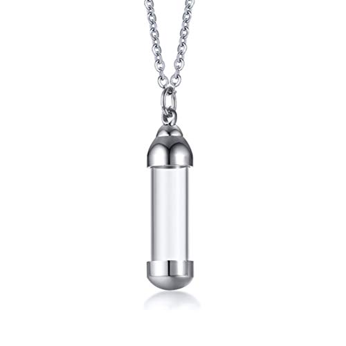 Cupimatch collar cadena colgante botella cristal perfume botella abatible acero inoxidable hombre mujer tamaño a elegir Grande