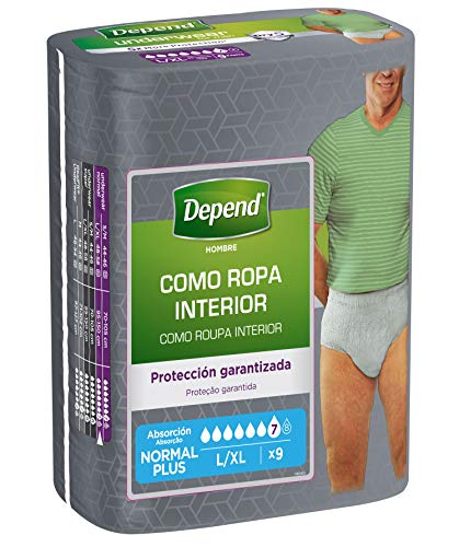 Depend como ropa interior - Absorbente para hombre, absorción normal plus, talla L/XL, 9 unidades