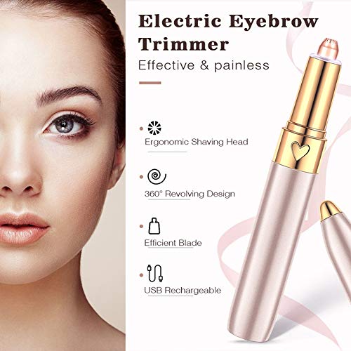 Depiladora Cejas Mujer, Depiladora de Cejas, Eléctrica Depiladora Cejas, Eyebrow Trimmer, Recortador Vello Nariz, USB Recargable, Mujer Depiladora Facial Para Cejas Máquina de Instrumento de Belleza