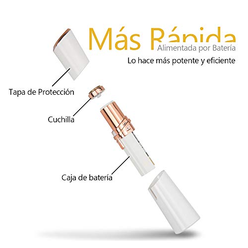 Depiladora Facial Mujer Electrica, Removedor de Vello Impecable, Afeitadora sin dolor para Mujer Impermeable para Mejillas Labios Barbilla y Cuello de Mujeres con Luz LED Incorporada Batería