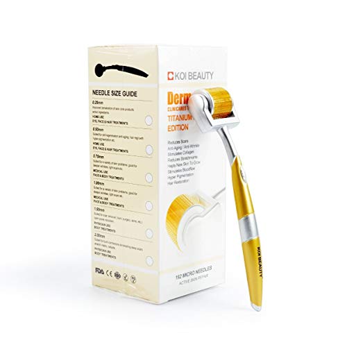 Dermaroller 1.0mm Titanio Rodillo Facial 192 Microagujas - Tratar cara, cuerpo, flacidez, celulitis, estrías blancas, manchas, alopecia, calvicie, pelo, cicatrices, marcas, poros dilatados