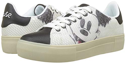 Desigual Star Mickey Mouse, Zapatillas para Mujer, Blanco (Blanco 1000), 36 EU