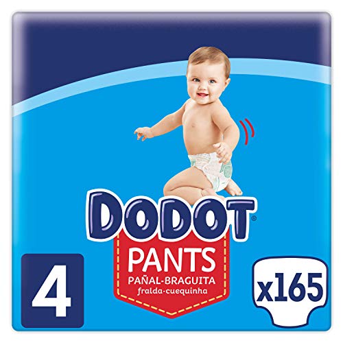 Dodot Pants Pañal - Braguita Talla 4, 165 Pañales, 9 kg - 15 kg, Pañal - Braguita Con Ajuste 360° Anti-fugas