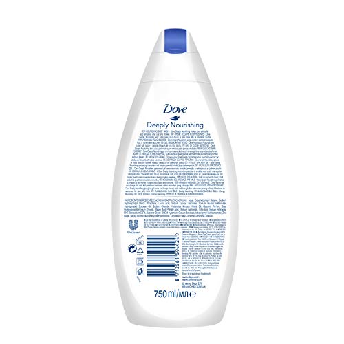 Dove Gel de Baño para Piel más Suave y Cuidada, Hidratación Profunda sin Sulfatos - 750 ml