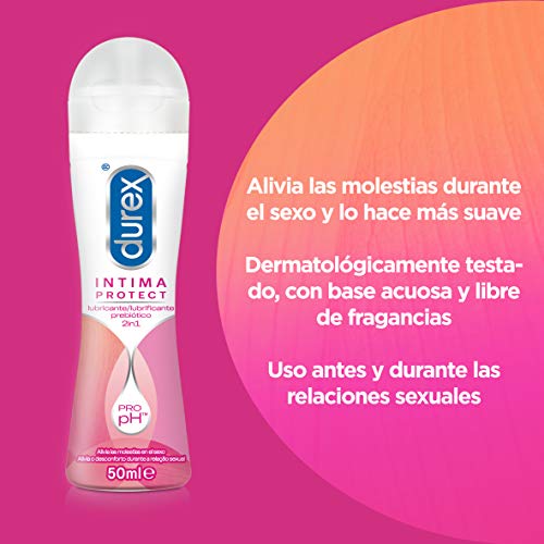 Durex Íntima Protect Lubricante Prebiótico 2In1, Fórmula Pro-Ph, Base Acuosa Y Libre De Fragancias – 50 ml