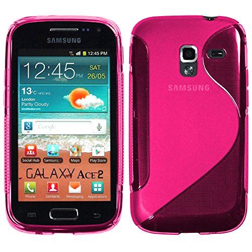 ebestStar - Funda Compatible con Samsung Ace 2 Galaxy i8160, S7560M Carcasa Gel Silicona Gel TPU Motivo S-línea, S-Line Case Cover + Lápiz +3 Peliculas, Rosa [Aparato: 118.3 x 62.2 x 10.5mm, 3.8'']