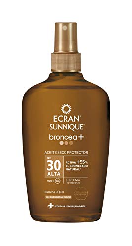 Ecran Sunnique Broncea+, Aceite Protector Solar Seco con SPF30 - 200 ml