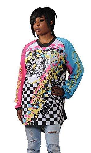 Ed Hardy Crazy Camiseta de Manga Larga, Multicolor, M