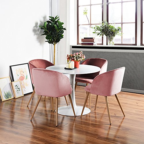 EGGREE Pack 2 Sillón Lounge Terciopelo Vintage, Silla de Comedor/Cucion con Patas Metálicas Fuertes y Tela de Terciopelo Sedoso - Rosa