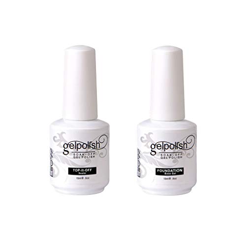 Elite99 Base y Top Coat Semipermanente Esmalte Semipermanente de Uñas Gel UV LED Color 2pcs Kit de Manicura Soak off 15ml