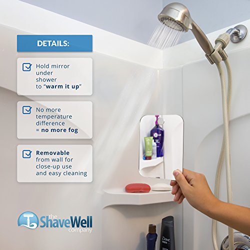 Espejo Deluxe para Ducha que no se Empañ a de Shave Well – 33% Más Grande que el Espejo Shave Well Original