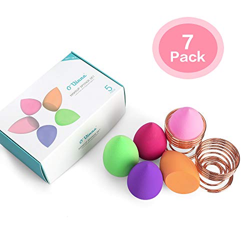 Esponja Maquillaje, O'Vinna [7-Pack] Esponjas para Maquillaje Facial de Belleza (5 Piezas Esponja De Maquillaje + 2 Piezas Makeup Esponja Soportes)