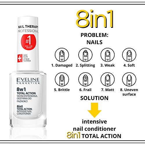 Eveline Cosmetics Acondicionador para uñas 8 en 1, 12 ml