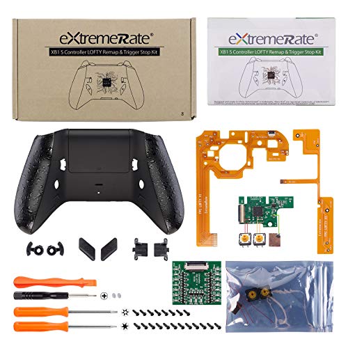 eXtremeRate Lofty Programable Remap&Gatillo de Parada Kit para Mando Xbox One S X(Mod Chip,Carcasa Trasera,Agarre,Botones Traseros,Trigger Lock para Control de Xbox One S X-Modelo 1708)-Splash Negro