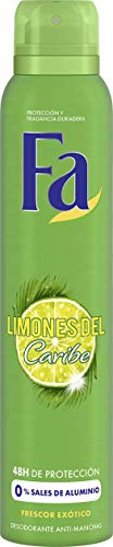 Fa Desodorante Spray Limones del Caribe - 48h de protección - 2 uds de 200ml - Anti Manchas Blancas