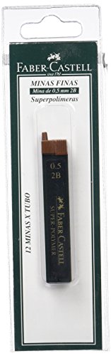 Faber Castell B-9065-2B - Blíster tubo de 12 minas, 0.5 mm 2B, color negro