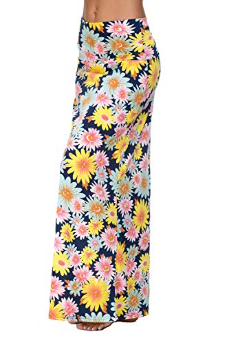 Falda Larga Maxi de Impresión de Estilo Bohemio de Las Mujeres Falda Ocasional (L, 3)