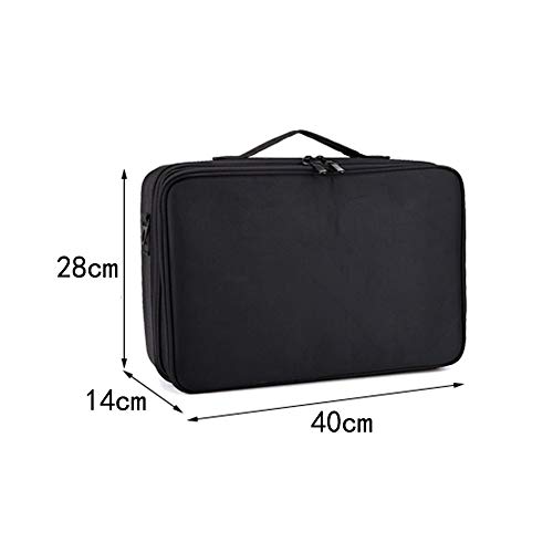 Feibrand Profesional Bolsa de Maquillaje Cosmético Organizador Neceser Viaje Bolso Cosmetico Case Maleta Mujer Negro 40x28x14