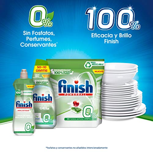 Finish Power Gel 0% Detergente Gel Lavavajilla con Certificado Ecológico, 2 unidades - 120 Dosis