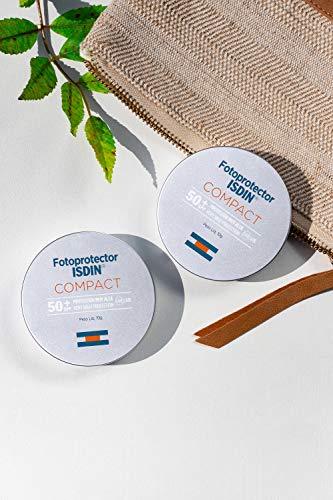 Fotoprotector ISDIN Compact SPF 50+ Bronce - Protector solar facial, Cobertura natural de larga duración, Apto para piel atópica y sensible, 10 g