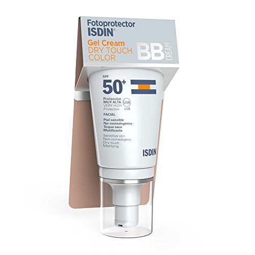 Fotoprotector ISDIN Gel Cream Dry Touch Color SPF 50+ - Protector solar facial BB Cream con toque seco y mate, 50 ml