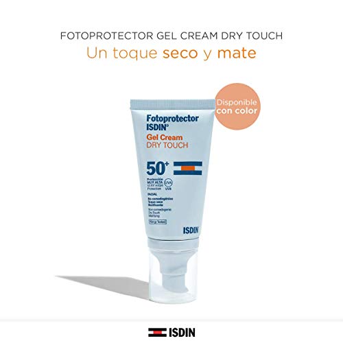 Fotoprotector ISDIN Gel Cream Dry Touch SPF 50+ - Protector solar facial con toque seco y mate, 50 ml