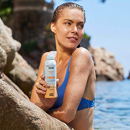 Fotoprotector ISDIN Transparent Wet Skin SPF 50 - Protector solar Corporal, Spray transparente, Eficaz sobre piel mojada, Ginger Cell Protect, 250 ml