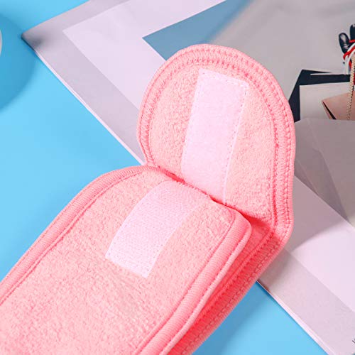 Frcolor 3Pcs Spa Facial Diadema Maquillaje Baño Deporte Envoltura para la cabeza Terry Cloth Diadema Estiramiento Toalla con cinta mágica para lavarse la cara (Blanco, Negro, Rosa)